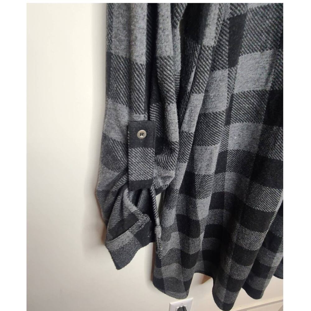 Soft Surroundings black grey buffalo plaid button down pullover dress - medium - Picture 5 of 6